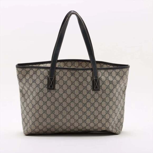 Gucci GG Supreme 211137 Leather Tote Bag Shoulder Navy Men's - Picture 2 of 14